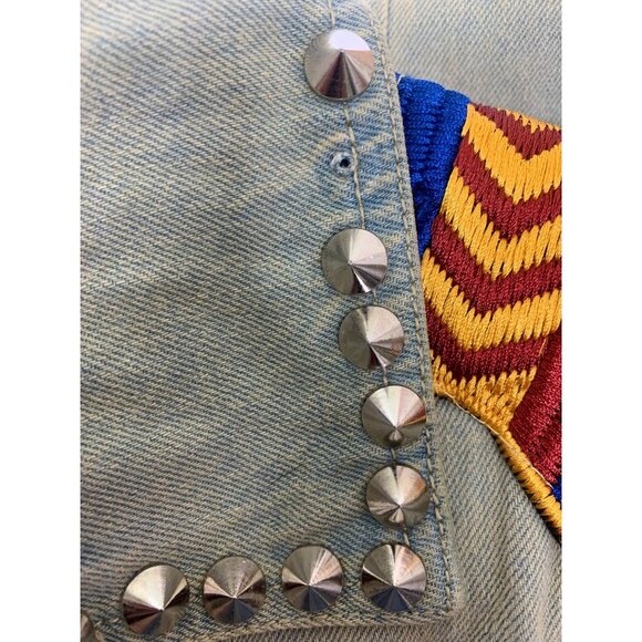 36point5 Distressed Light Denim Vest with Stud Accents On Collar Size Medium - Picture 11 of 11